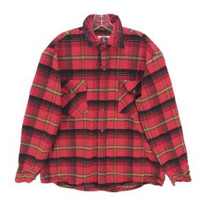 JOHNSON WOOLEN MILLS Plaid Flannel Shirt MADE IN USA Men's Estimated LARGE